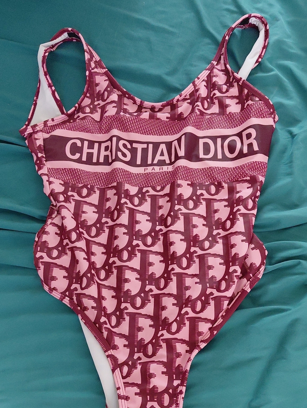 Dior  Pink & Burgundy Logo One-Piece